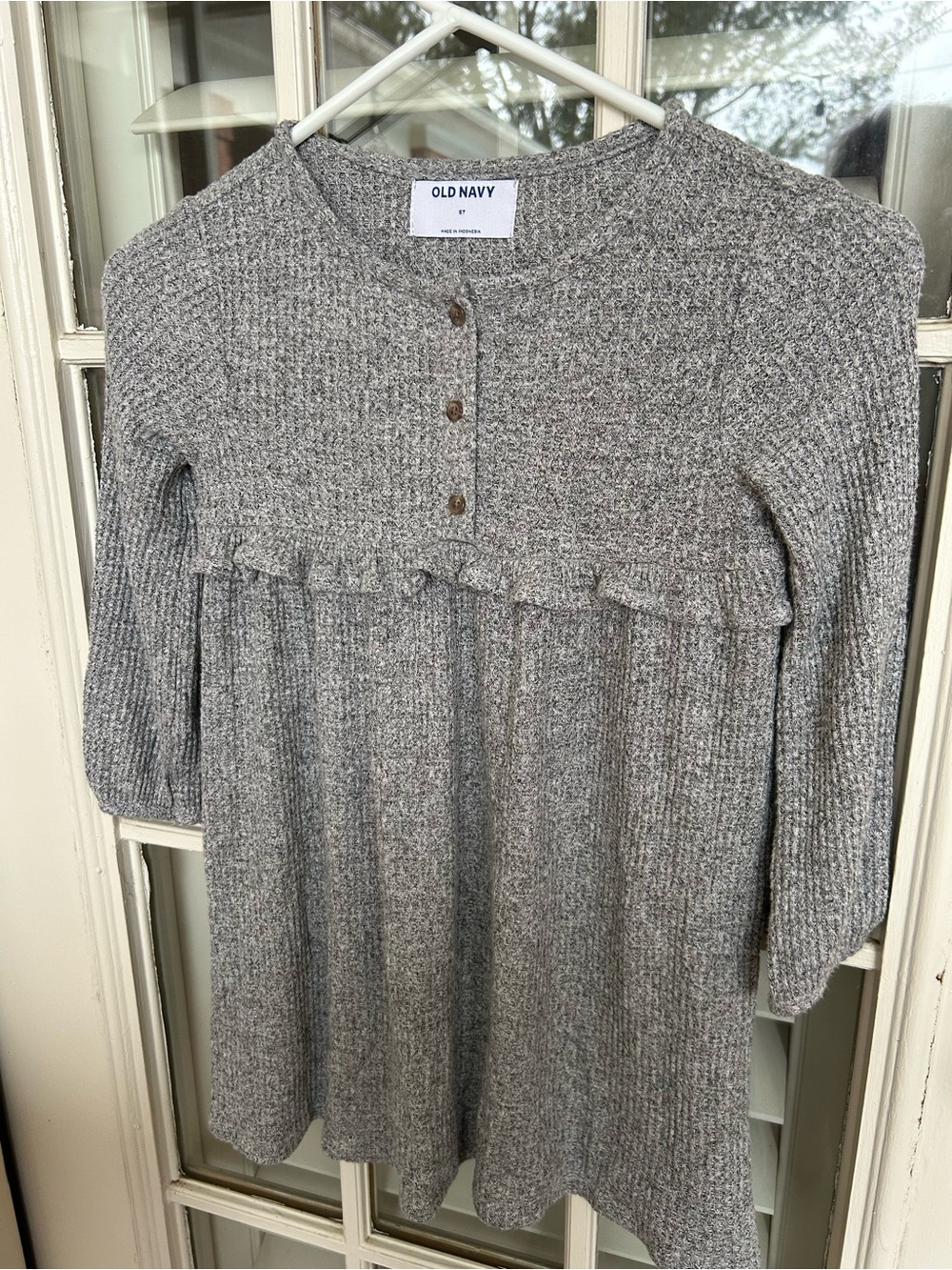 Old Navy Gray Ruffle Babydoll Knit Dress